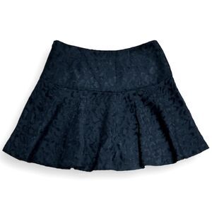 Vintage Free People Leopard Jaqard Black Fit & Flare Mini Skirt US M/L